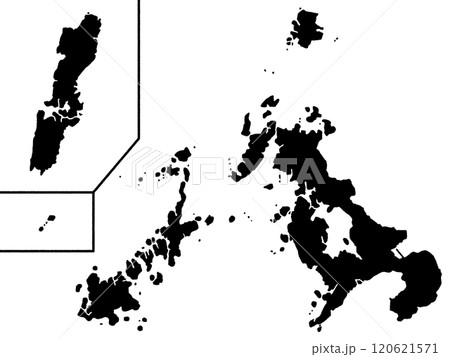 少しゆるい長崎県のシルエット 九州地方 120621571