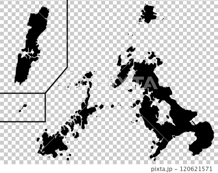 少しゆるい長崎県のシルエット 九州地方 120621571