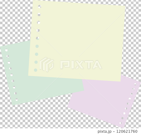 Simple perforated notepad frames in yellow, yellow-green and pink Simple perforated notepad frames in yellow, yellow-green and pink 120621760