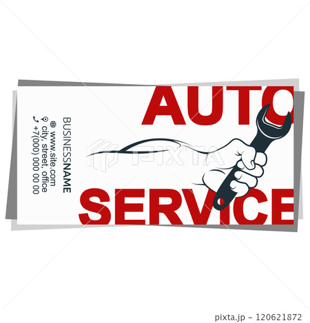 Spanner in hand repair auto, business card concept Spanner in hand repair auto, business card concept 120621872