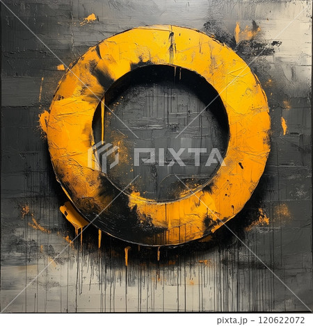 Abstract Yellow Ring on Textured Background 120622072