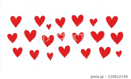 Scattered Red Hearts on White Background Scattered Red Hearts on White Background 120622148