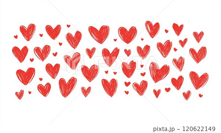 Hand-Drawn Red Hearts on White Background Hand-Drawn Red Hearts on White Background 120622149