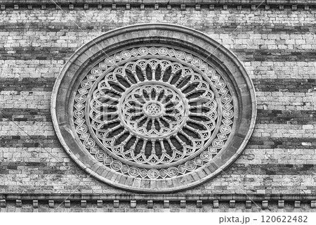 Rose window of the Basilica of Saint Clare, Assisi, Italy 120622482