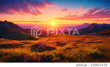 幻想的な太陽の光と背景 120622510