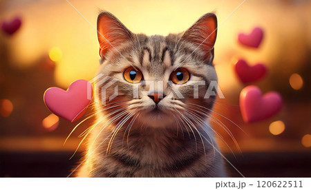ハートと可愛い猫 120622511