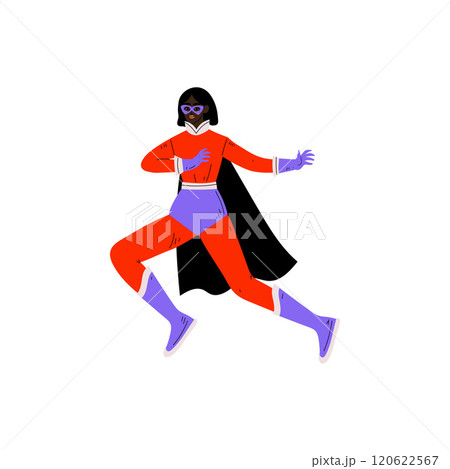Young Woman in Bright Superhero Costume and Mask, Super Girl Character Vector Illustration Young Woman in Bright Superhero Costume and Mask, Super Girl Character Vector Illustration 120622567