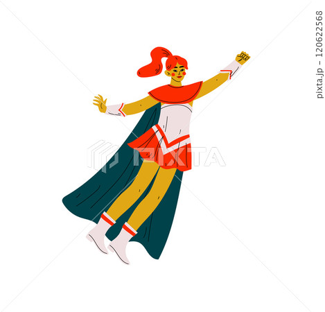 Young Woman in Superhero Costume, Super Girl Character Flying Vector Illustration Young Woman in Superhero Costume, Super Girl Character Flying Vector Illustration 120622568
