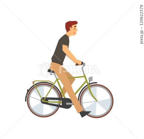 Young Man Riding Bike, Male Cyclist Character on Bicycle Vector Illustration Young Man Riding Bike, Male Cyclist Character on Bicycle Vector Illustration 120622578