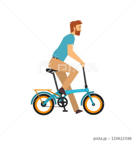 Bearded Man Riding Bike, Cyclist Character on Bicycle Vector Illustration Bearded Man Riding Bike, Cyclist Character on Bicycle Vector Illustration 120622586