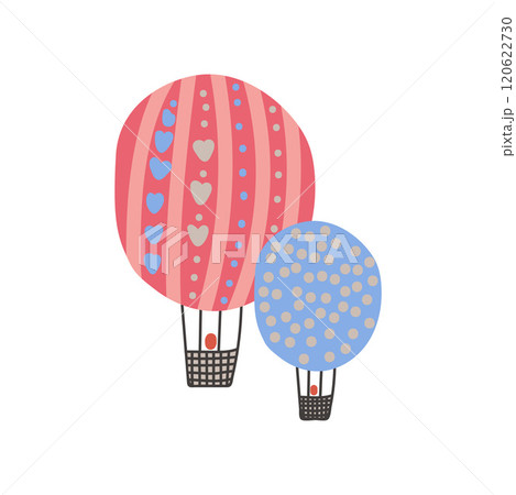 Hot Air Balloons, Summer Travel Sign Symbol Vector Illustration Hot Air Balloons, Summer Travel Sign Symbol Vector Illustration 120622730