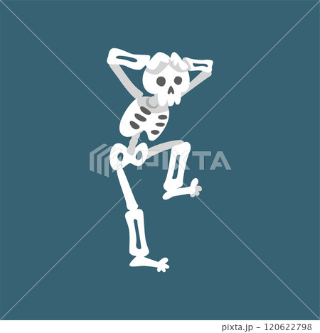 Human Skeleton Dancing, Funny Dead Man Cartoon Character Vector Illustration Human Skeleton Dancing, Funny Dead Man Cartoon Character Vector Illustration 120622798