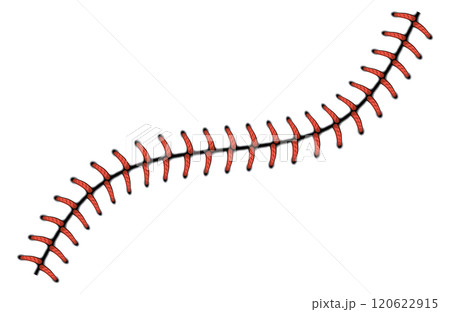 Thread seam. Red rope stitch. Baseball sewing Thread seam. Red rope stitch. Baseball sewing 120622915