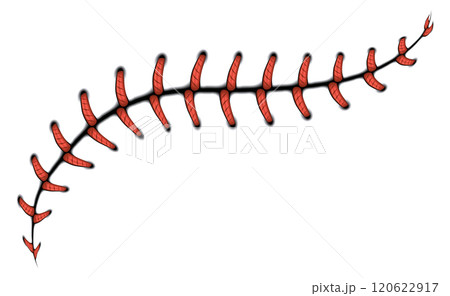 Baseball stitch. Softball ball red thread seam Baseball stitch. Softball ball red thread seam 120622917