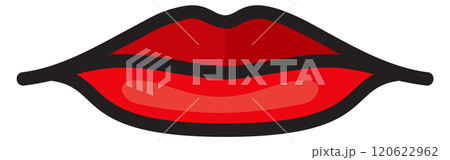 Mouth icon. Red closed lips. Female face part 120622962