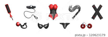 Sex Shop Toys and Accessories for Sexual Pleasure Vector Set 120623179