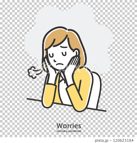 A depressed young woman sighing 120623184