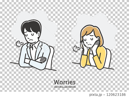 A young couple sighing and feeling depressed 120623186