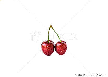 Bunch of red cherries isolated on white background. with clipping path Bunch of red cherries isolated on white background. with clipping path 120623298