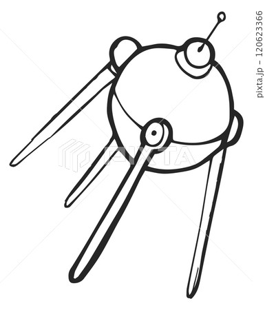 Sputnik doodle. Space retro artificial satellite icon Sputnik doodle. Space retro artificial satellite icon 120623366