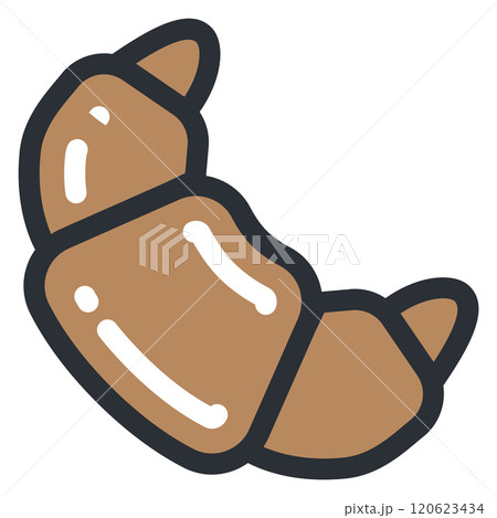 Croissant color icon. French pastry. Fresh bakery 120623434