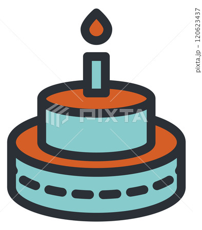 Birthday party cake color icon. Anniversary symbol 120623437
