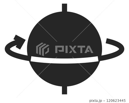 Spinning black icon. Angular momentum. Physics symbol Spinning black icon. Angular momentum. Physics symbol 120623445