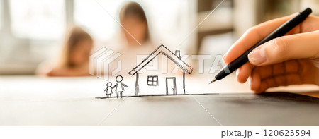 家族と家の芸術的な表現 家族と家の芸術的な表現 120623594