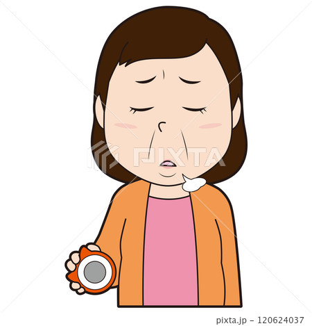 パチンコでがっかりする中年女性 120624037