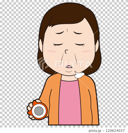 パチンコでがっかりする中年女性 120624037