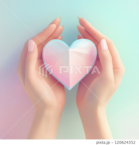 手のひらに浮かぶハート 手のひらに浮かぶハート 120624352