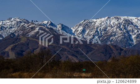 白馬村から見る冠雪の北アルプス 白馬村から見る冠雪の北アルプス 120624899