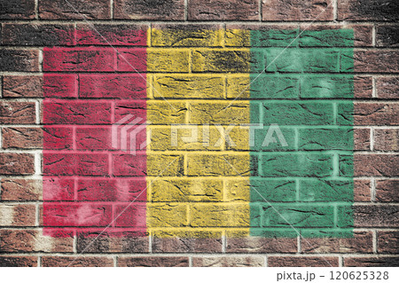 Guinea flag on brick wall background 120625328