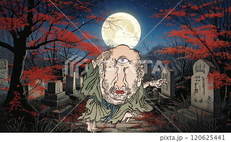 墓地にいる妖怪（背景：生成AI）	 120625441