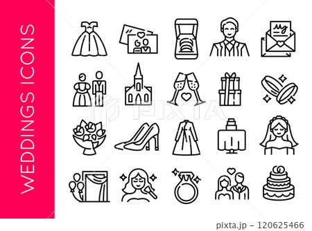 Wedding Icon Set - Minimal Wedding Symbols 120625466