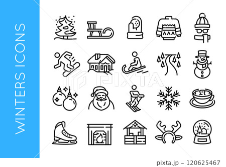 Winter Icon Set - Minimal Winter Symbols Winter Icon Set - Minimal Winter Symbols 120625467