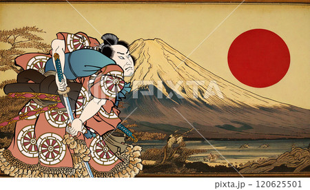 太陽と武士（背景：生成AI）	 120625501