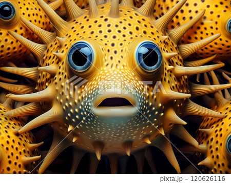 ハリセンボンの顔のアップ 120626116