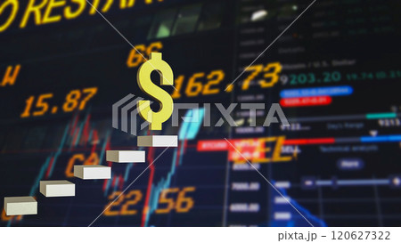 The dollar symbol on stair for Business or idea concept 3d rendering. The dollar symbol on stair for Business or idea concept 3d rendering. 120627322