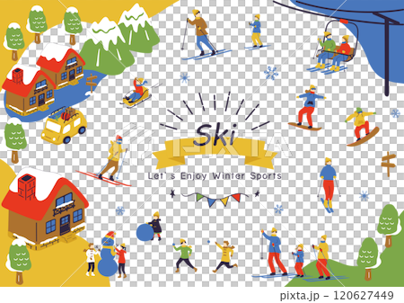 ウインタースポーツを楽しむ人達 ウインタースポーツを楽しむ人達 120627449