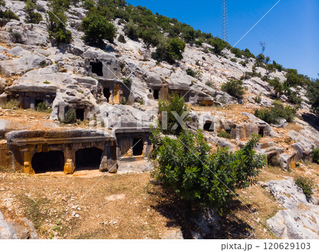 Ruins of rock necropolis in ancient city of Limyra, Turkey 120629103