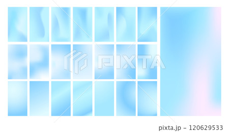 Winter Gradient Background. Minimalist vector illustration. Soft blur card. Pastel abstract poster for social media or website design. Set of Modern wallpaper Templates Winter Gradient Background. Minimalist vector illustration. Soft blur card. Pastel abstract poster for social media or website design. Set of Modern wallpaper Templates 120629533