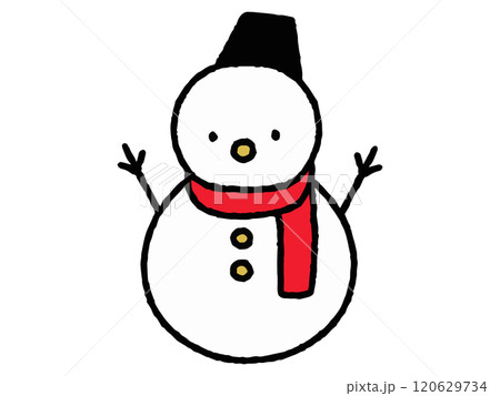 雪だるまのシンプルな手描きイラスト 120629734