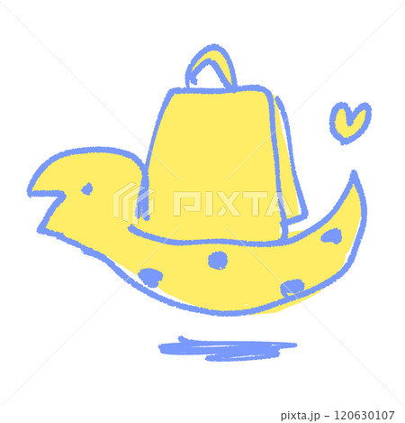 紙袋を持って買い物を楽しむシンプルでかわいいヘビの手描き線画イラスト 120630107