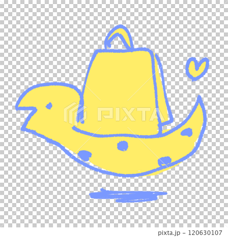 紙袋を持って買い物を楽しむシンプルでかわいいヘビの手描き線画イラスト 120630107