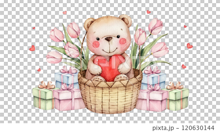 Pink rabbit in a basket Pink rabbit in a basket 120630144