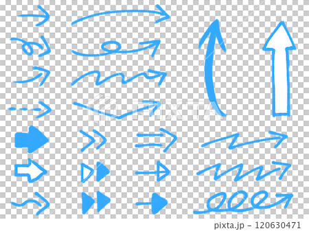 簡單的藍色手繪箭頭集 120630471