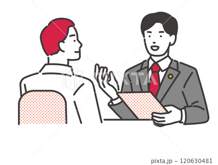 弁護士に相談する人のベクターイラスト 120630481