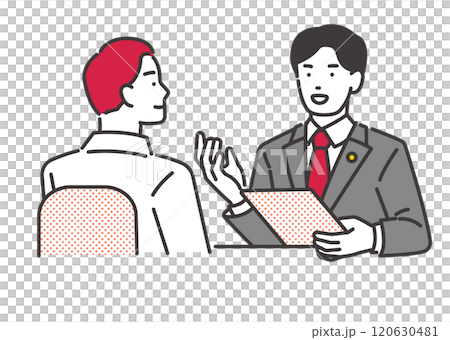 Vector illustration of a person consulting a lawyer Vector illustration of a person consulting a lawyer 120630481
