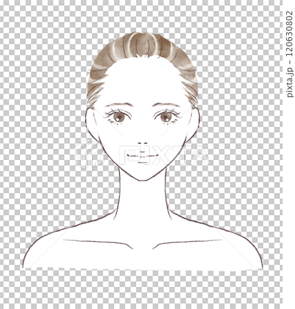 正面を見て微笑んでいる水彩風女性イラスト 120630802